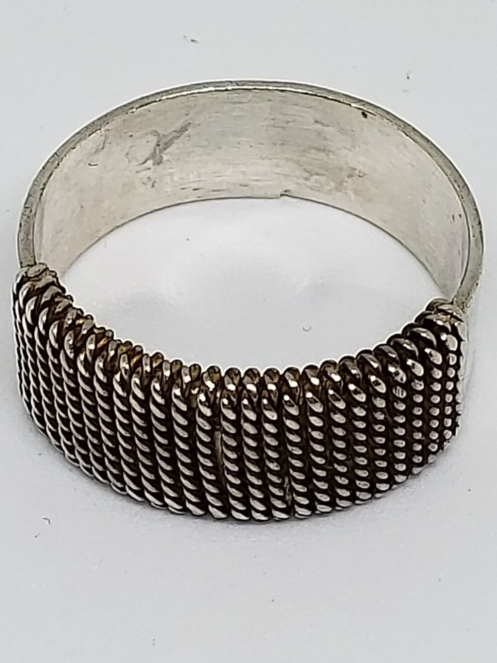 Hand Crafted Sterling Silver Wire Wrap Cigar Band Ring - Size 7.75